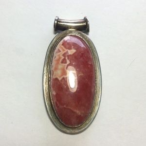 SOLD-Pink agate and sterling silver pendant
